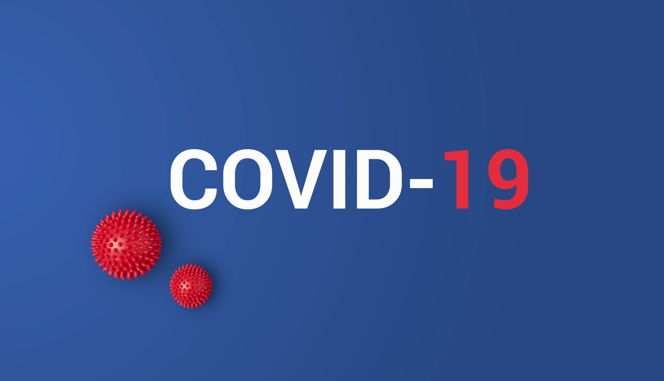 New official Coronavirus name adopted by World Health Organisation is COVID-19. Inscription COVID-19 on blue background